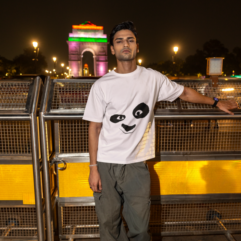 Oversized Kung Fu Panda T-Shirt in Arctic White